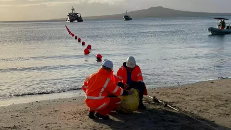 Southern Cross NEXT submarine cable touches down at Auckland's Takapuna Beach