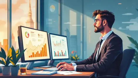 Irish cfo finance office editorial illustration dublin charts